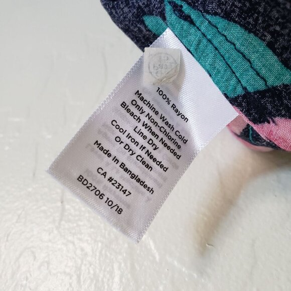 Talbots Split V-Neck Tropical Floral Top Blue/Pink Women's 3X Hawaiian Vacation - Picture 10 of 10